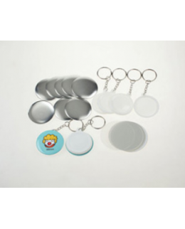 500 badges porte-cles deux faces plastique - 25 mm