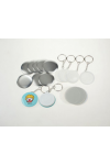 500 badges porte-cles deux faces plastique - 25 mm