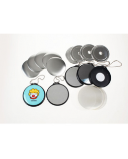 100 badges Porte-clés Miroir avec chainette - 37mm