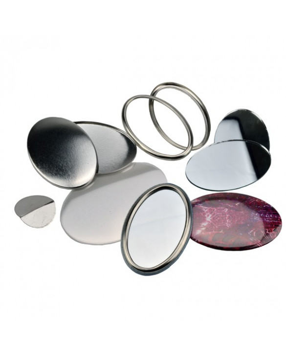 Pièces pour 100 miroirs de poche ovales 65x45mm